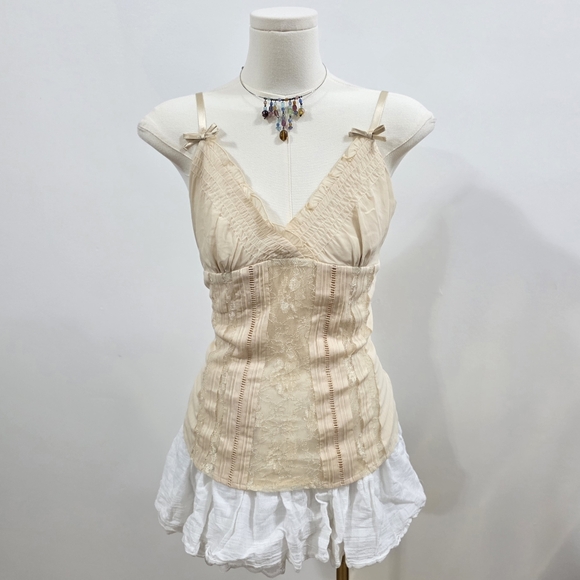 bebe Tops - Bebe Vintage Silk Lined Lace Babydoll Top